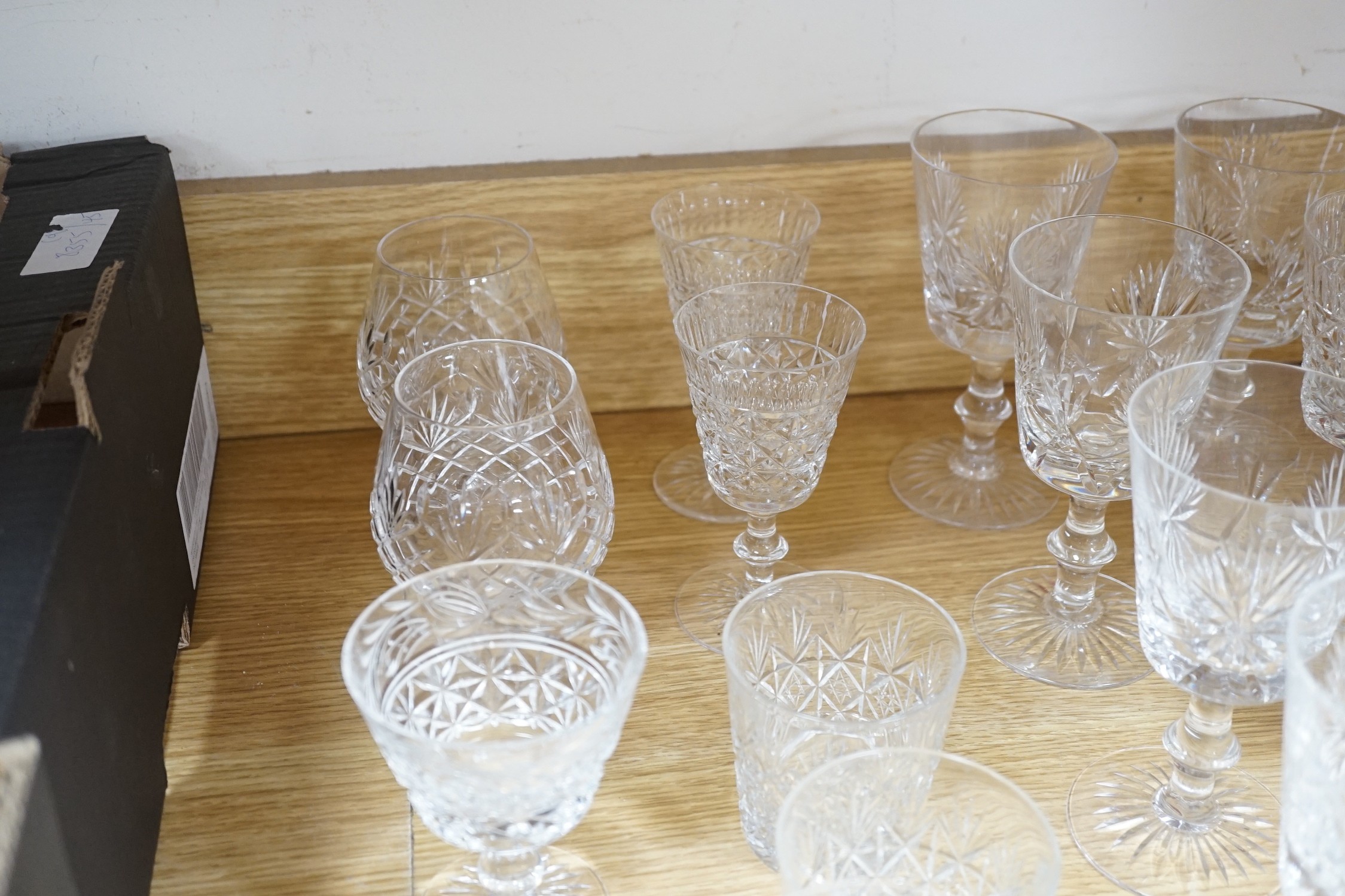 A set of six Edinburgh wine glasses, together with other mixed part-sets of glasses